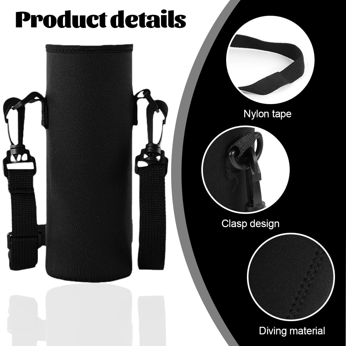 JEYORZY Borsa in Neoprene per Borraccia con Tracolla, Portatili Custodia Protettiva Bottiglia d'Acqua, per Viaggio ed Escursionismo, 1500ML - Porta Bottiglia Acqua, Protezione Bottiglia, 1 Pezzo