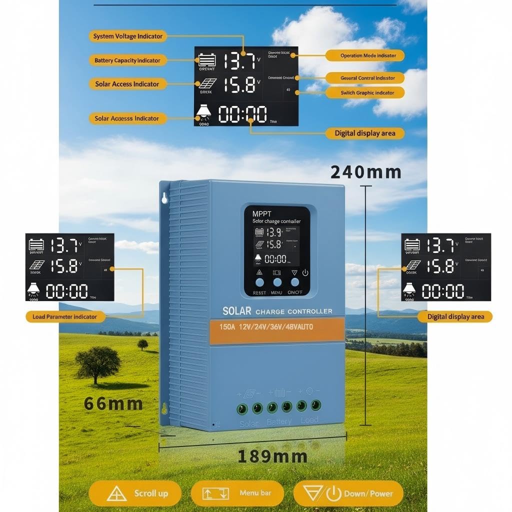 Regolatore di carica solare MPPT 150A 12V/24V/36V/48V LiFePO4 batteria al piombo