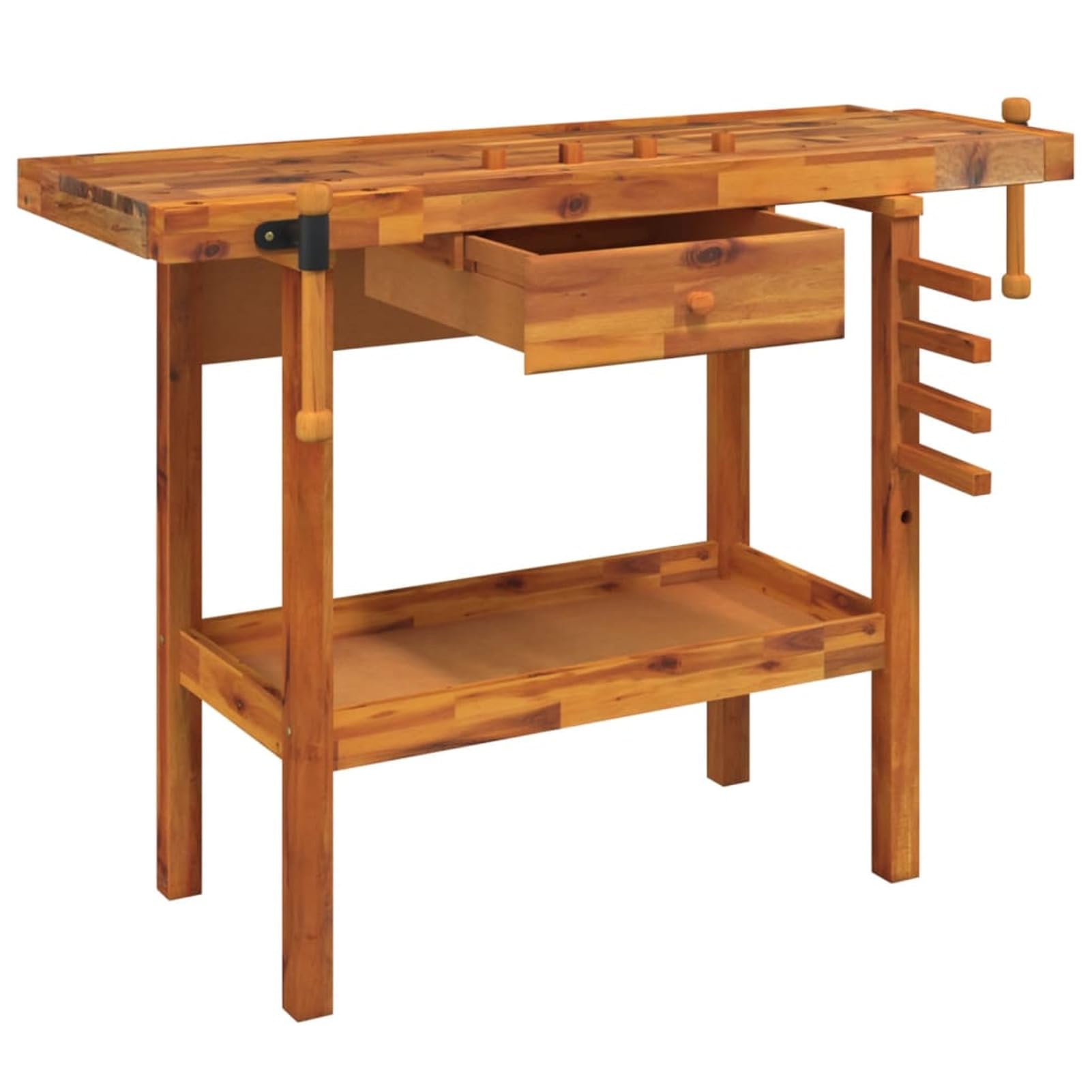 ShGaxin Banco Trabajo cajón y Tornillos Banco, Mesa De Trabajo Taller, Caballete Mesa, Banco Herramientas, Caballete para Mesa, Bancada De Trabalho, Madera Acacia 124x52x83cm