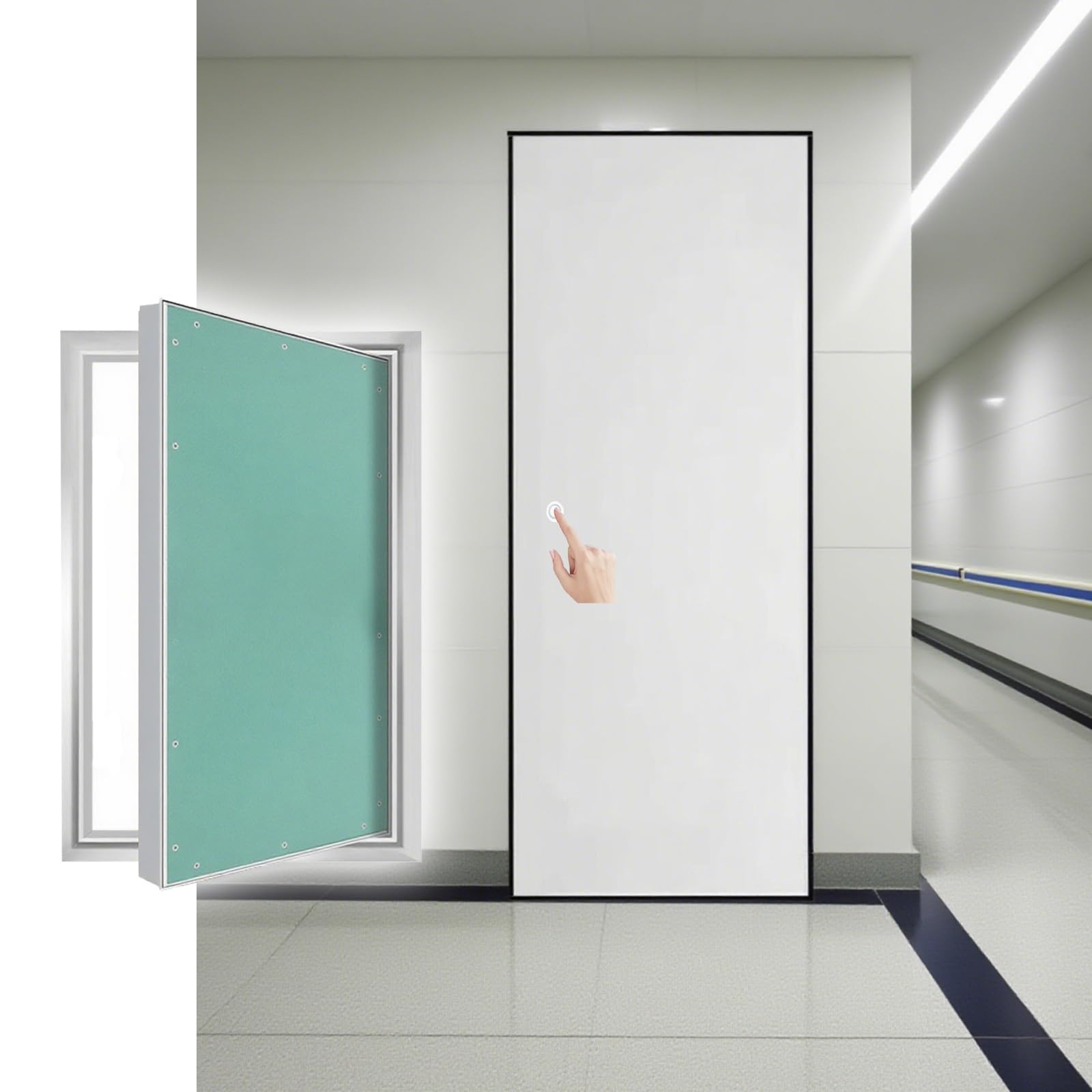 Panel de acceso oculto extra grande con apertura a presión de 30,48 x 40,64 cm y 16,04 x 60,96 cm para ocultar cables y metros en garajes/desván (aleación de aluminio, 450 x 650 mm)