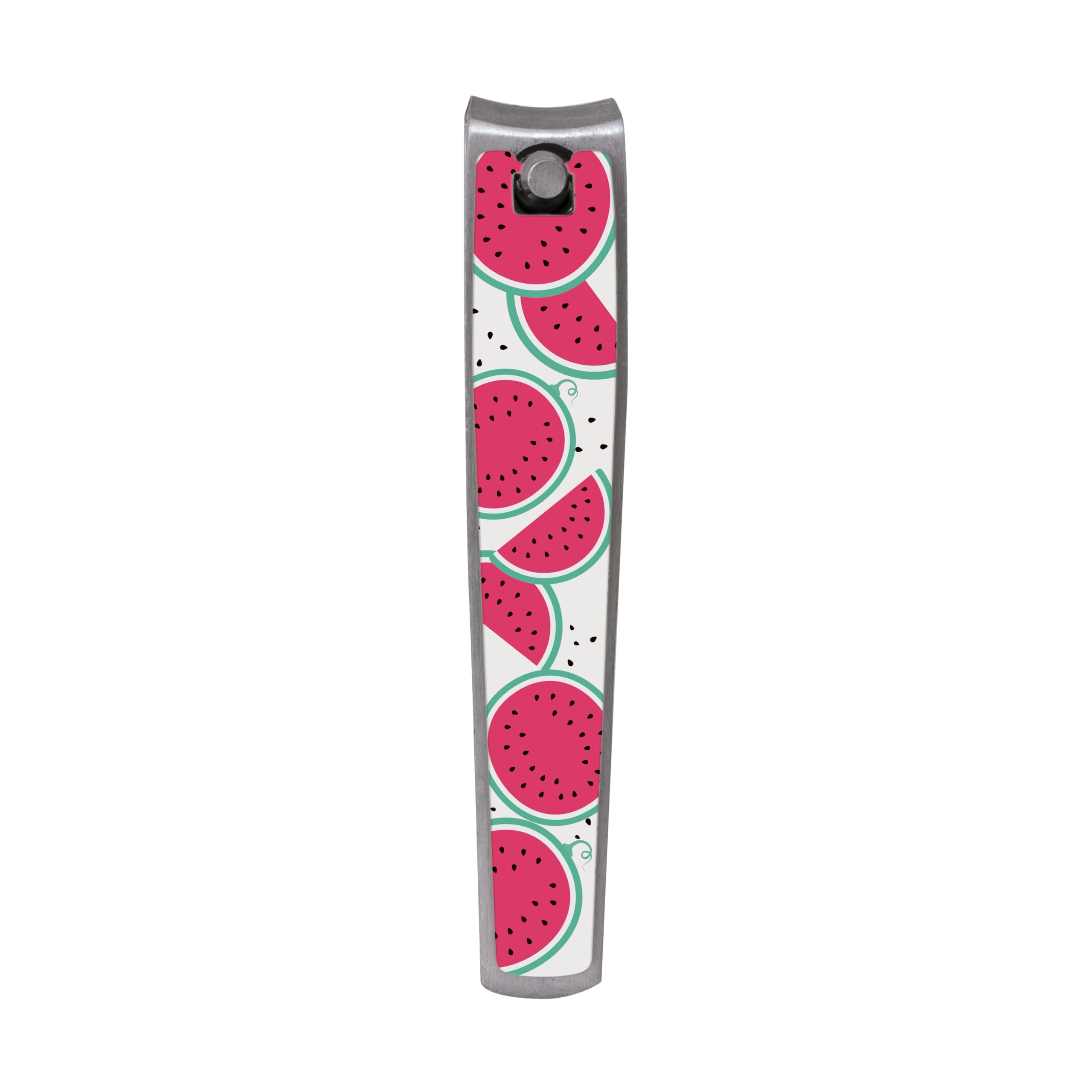 PLIC BEAUTY, Tutti Frutti Watermelon Pedicure Nail Clippers, Stainless Steel, Integrated File and Nail Cleaner