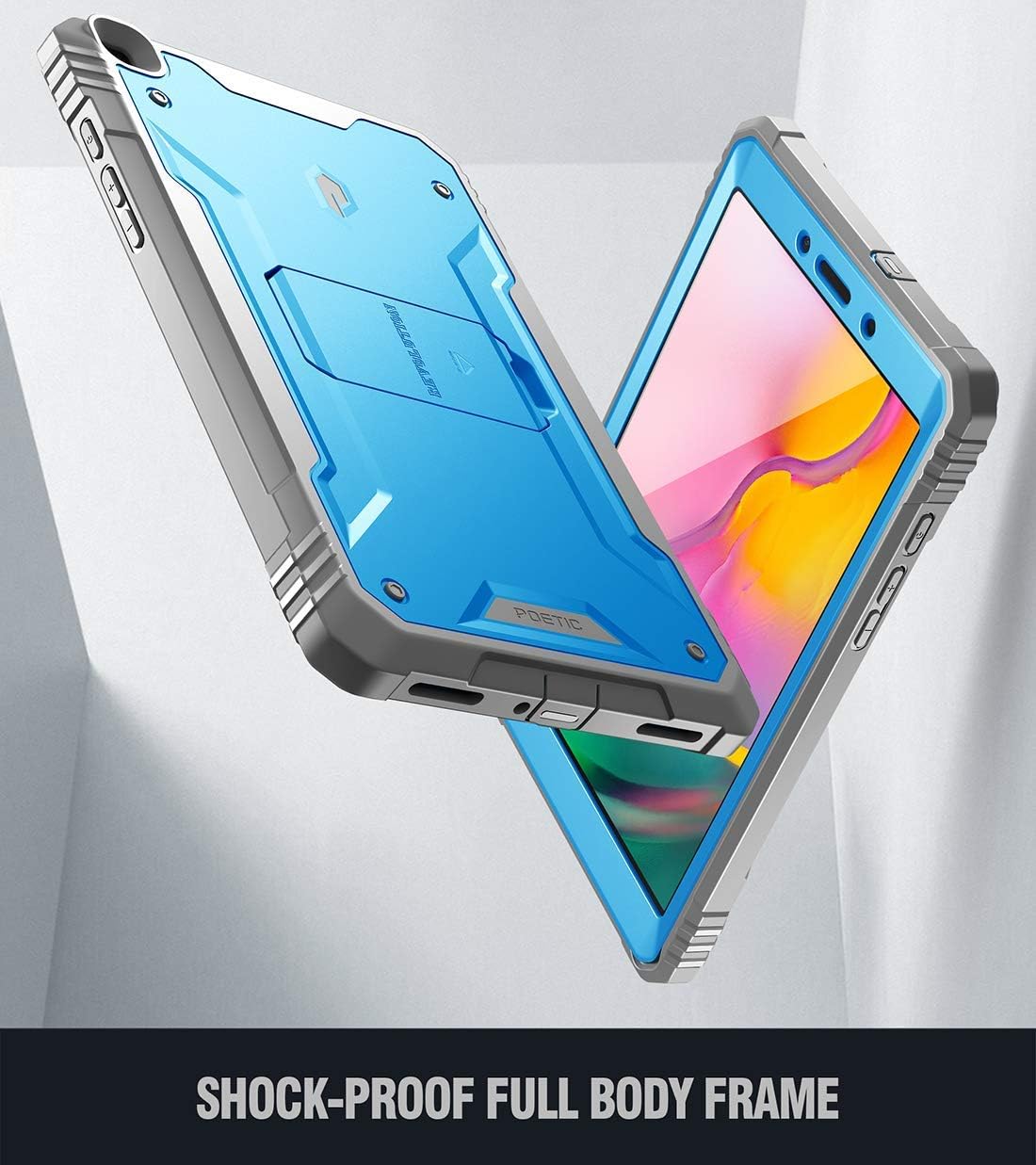 Crazy Deals Galaxy Tab A 8.0 2019 (8.0 Inch) Rugged Case with Kickstand,SM-T290 SM-T295, Poetic Full Body Shockproof Cover, Built-in-Screen Protector, Revolution, for Samsung Galaxy Tab A 8.0 Inch (2019), Blue