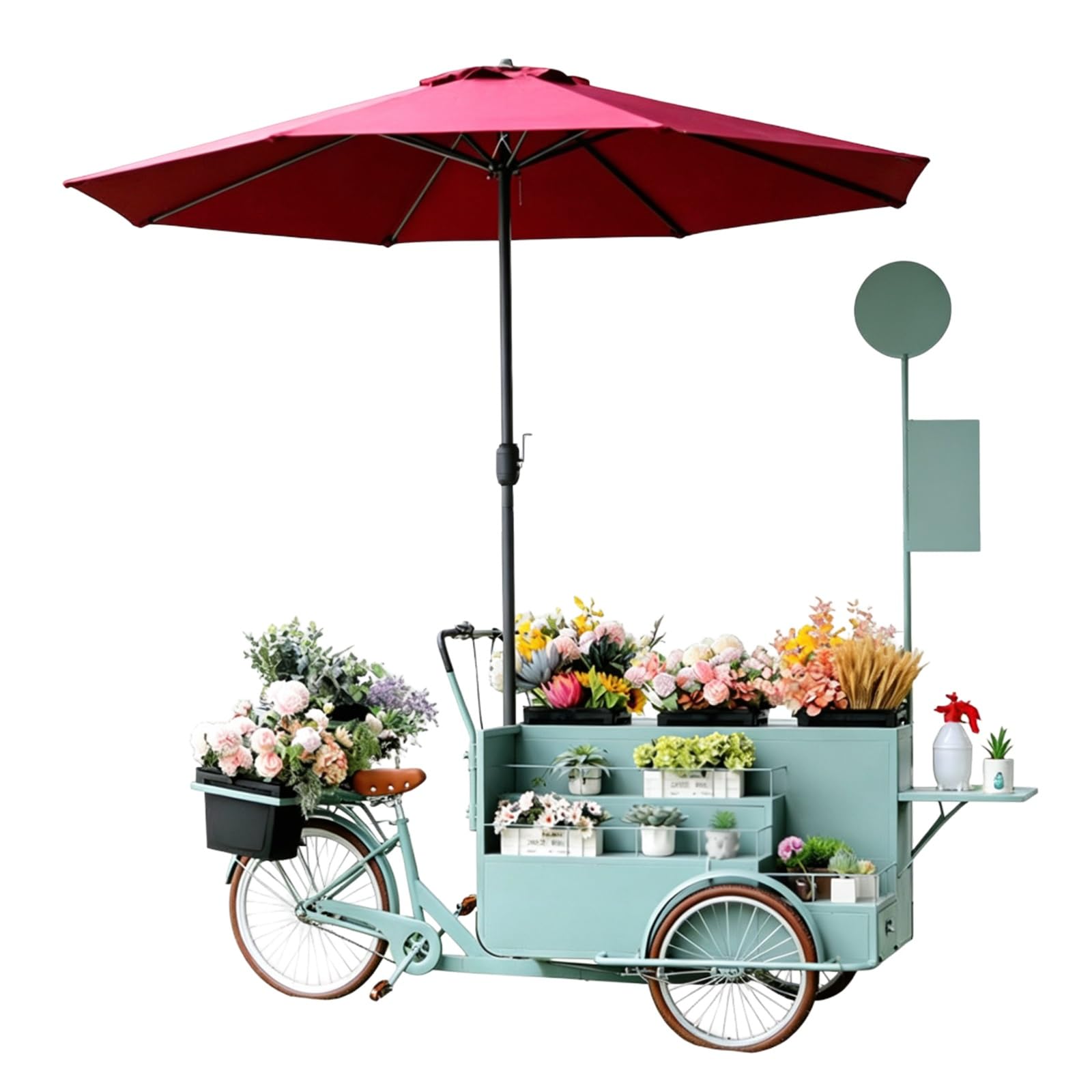 Carrello multifunzionale per la vendita ambulante, espositore per alimenti | Ampio spazio di stoccaggio, carrello portatile per bancarelle di mercato, vendita di fiori e fiere in centri(White)