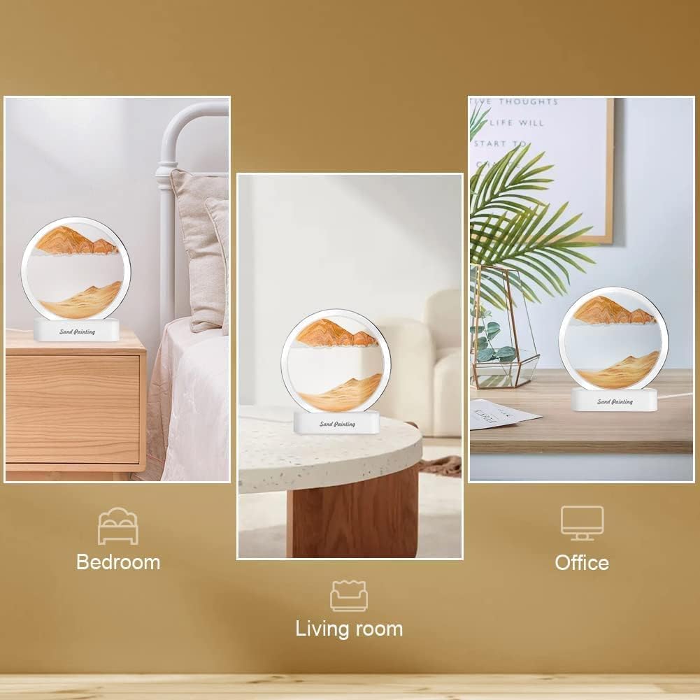 KANVIPRIYA Moving Sand Art Picture Glass Liquid Painting 3D Natural Landscape showpieces for Home Decor Antique Gifts for Kids Office Desktop Decoration 1