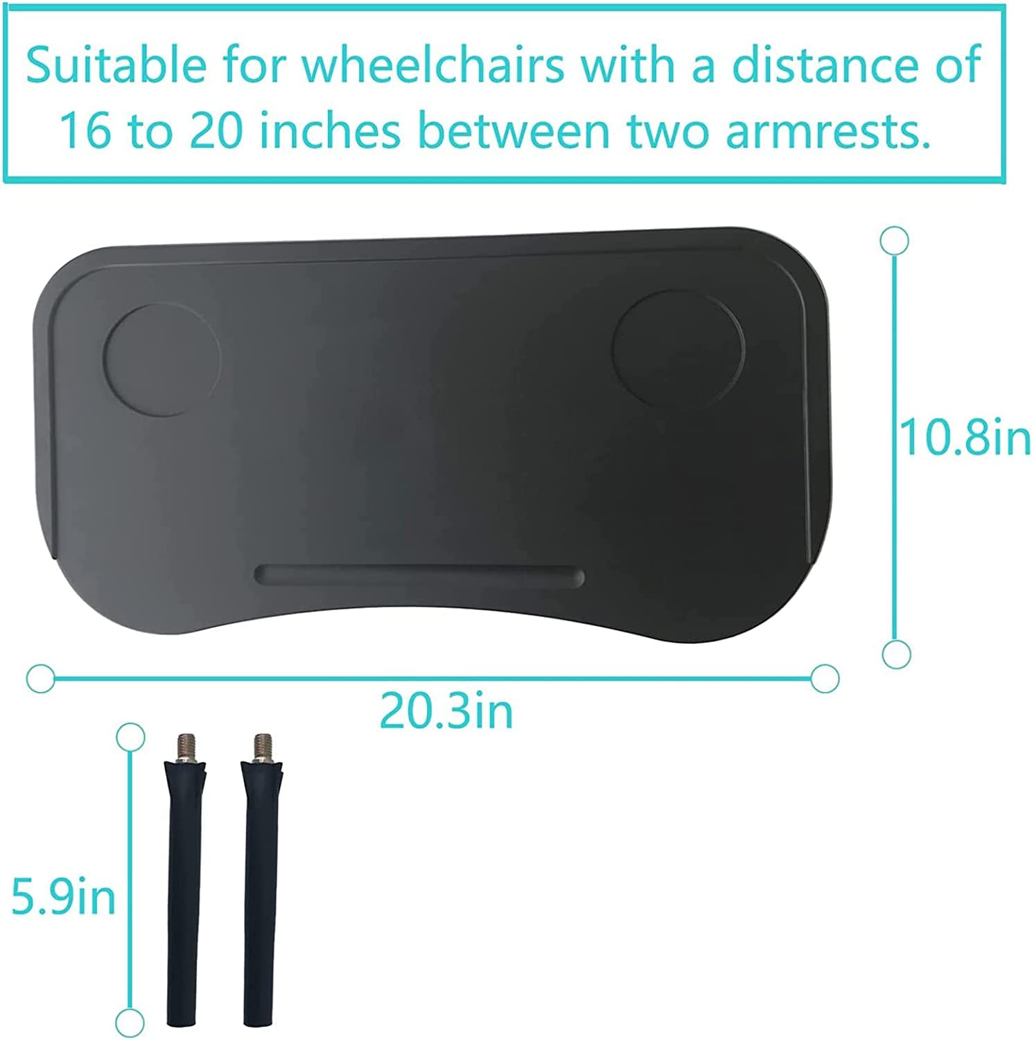 TrUkd Bandeja portátil para Silla de Ruedas, Bandeja para Silla de Ruedas, Accesorio de Movilidad extraíble para Adultos, se Adapta a Anchos de Asiento de Silla de Ruedas de 42 a 52 cm