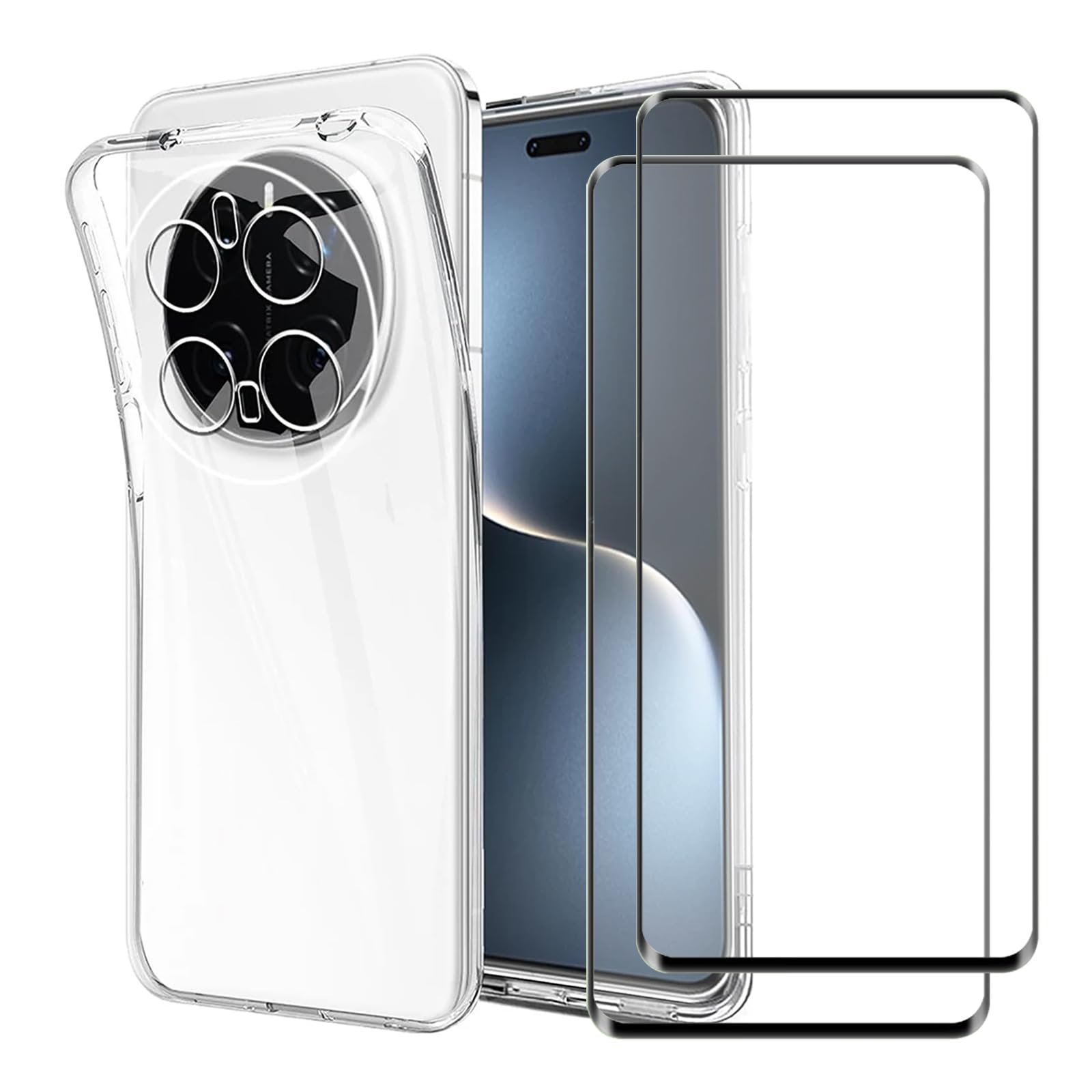 Lukione Compatible with Honor Magic 7 Pro Case Cover & Screen Protector Tempered Glass Protector Soft TPU Transparent Cover [1+2pcs]