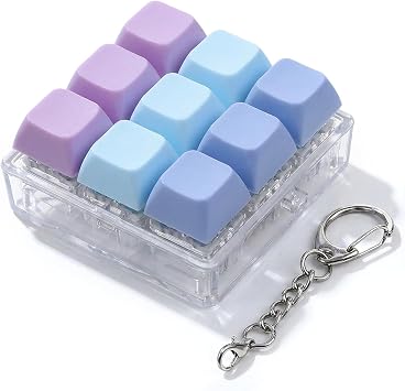 Keyboard Fidget Toy, Keyboard Fidget Keychain 9-in-1 Keyboard Decompression Button Finger Clicker Toys, Sensory Fun Toys Button Stress Relief Fidget Gifts to Relieve Stress and Pass Time for Adults