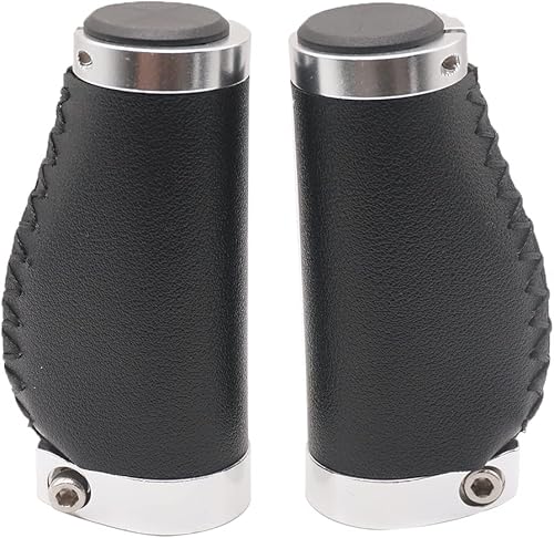 Miniatura 5 de BBxunsless Mango corto para bicicleta, antideslizante, de piel de microfibra de PVC, ergonómico, cosido a mano, casual, retro, doble bloqueo, para