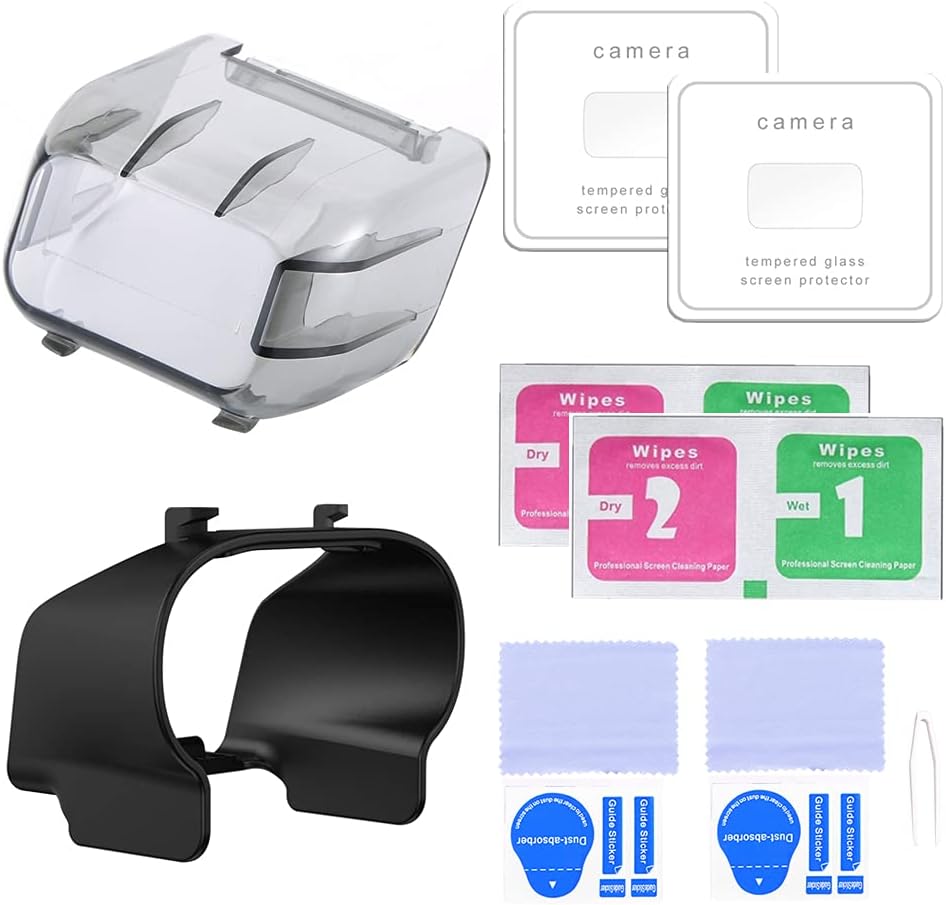 Mini Gimbal Camera Lens Protector Tempered Glass Films (2 Sets) + Gimbal Lens Guard Protector Cover + Lens Hood Sunshade Protective Cap Accessories Compatible with DJI Mavic Mini 2 / Mavic Mini Drone