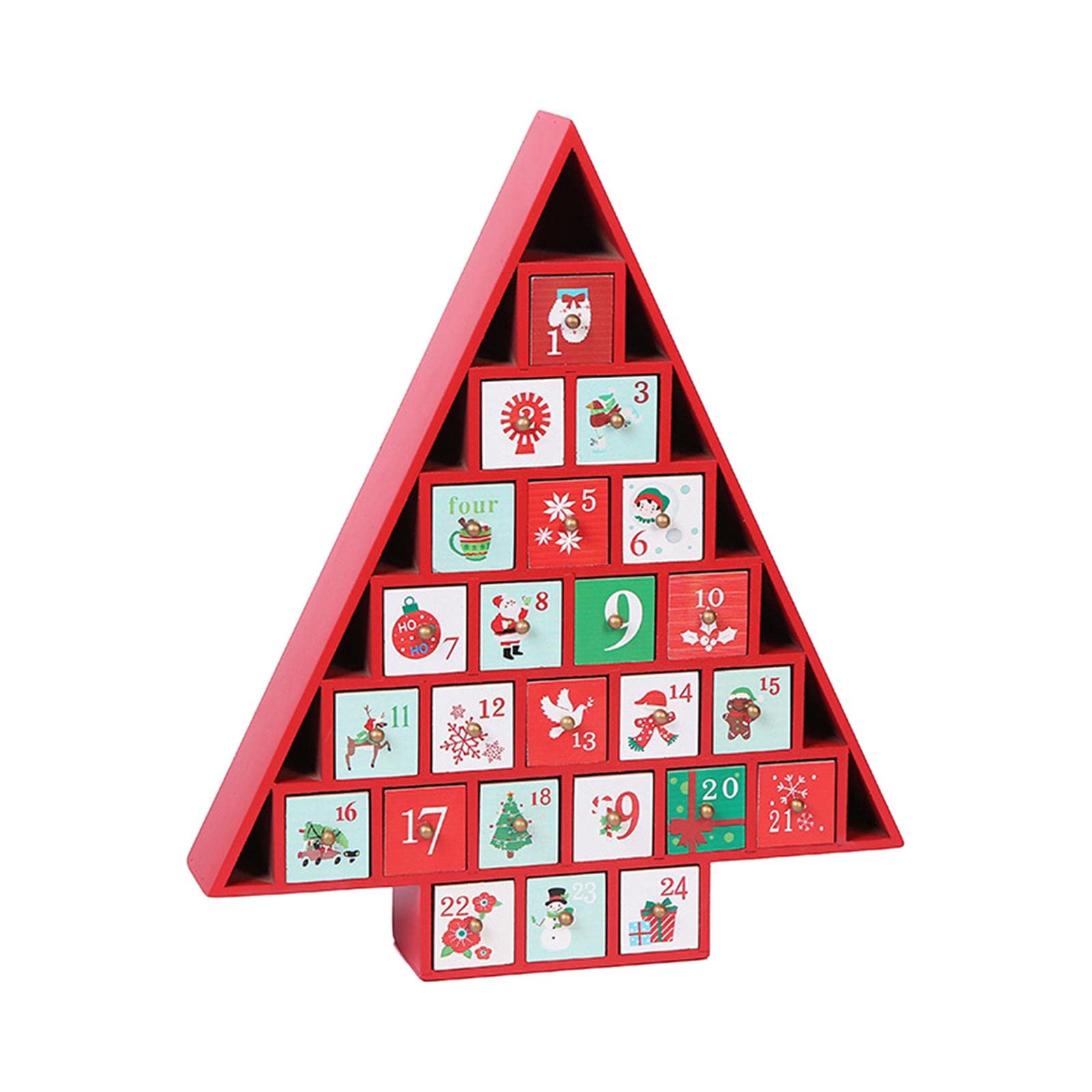 Adventskalender aus Holz, befüllbar, 24 Tage Adventskalender für Tisch, Zuhause, Weihnachtsdekoration, Foto-Requisiten
