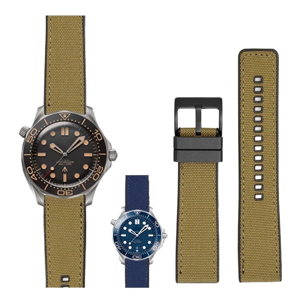 Gewebtes Canvas-Gummiarmband, 20 mm, 22 mm, 24 mm, Schnellverschluss, wasserdicht, für Herren, Nylon, Sport, Ersatzarmband, Uhrenarmband, passend für Omega und Seiko