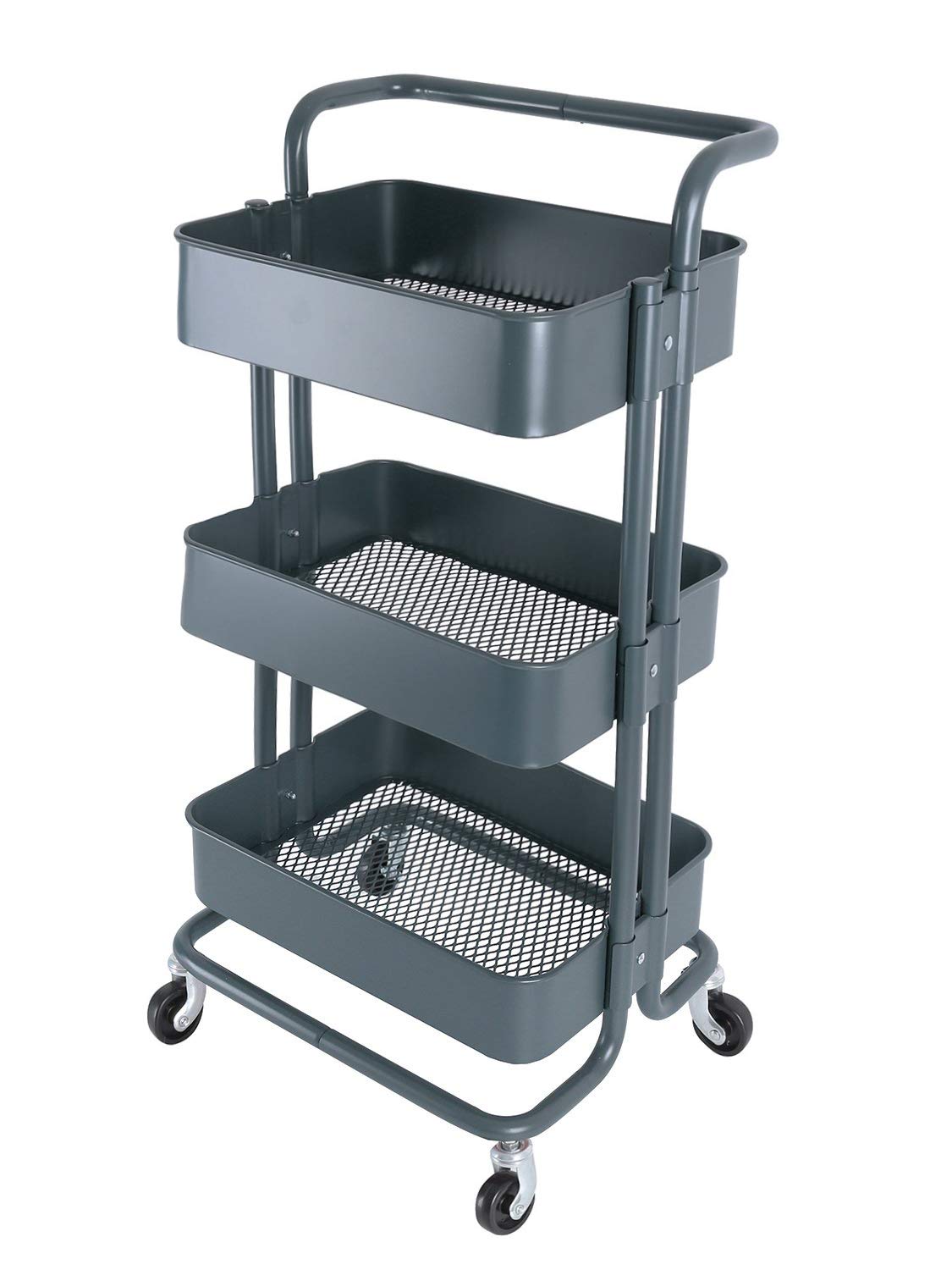 Buy 3Tier Metal Mesh Storage Shelf Utility Rolling Cart with Removable