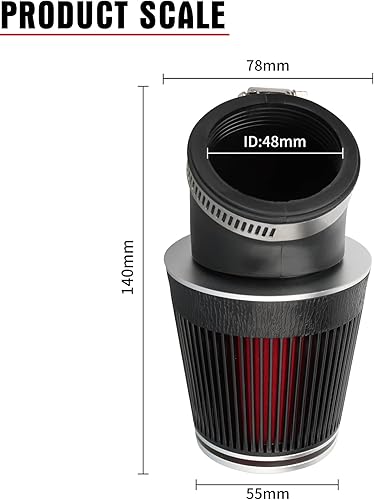 Miniatura 3 de NIBBI Filtro de aire para motocicleta, Filtros de aire universales de 48mm para Dirt Bike, Adecuado para limpiador de carburador Motocross para Pit