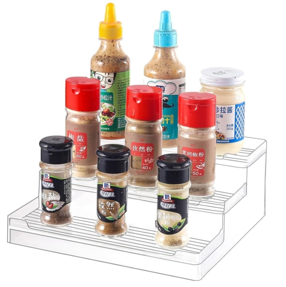 Especiero Estanteria Cocina Estante De Especias De Cocina De 3 Niveles, Soporte Acrílico Transparente Para Especias, Organizador De Almacenamiento Para Armario, Estante De Despensa Organizador Especia