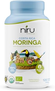 Niru Life Blue Zone Moringa Capsules from Costa Rica, 100% Organic Energy, Metabolism & Immune Support, 120 Capsules, 500mg