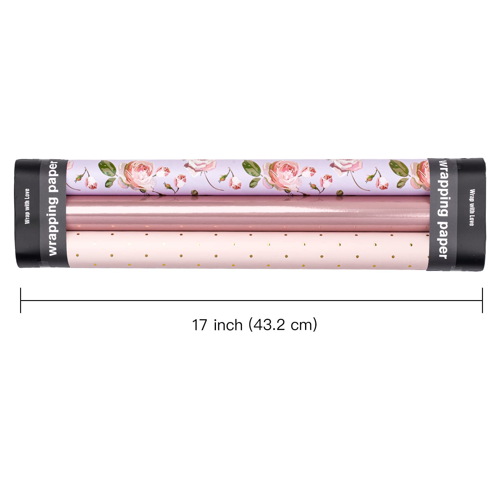 Carta Da Regalo RUSPEPA San Valentino, 3 Rotoli, Design Cuori Rosso E Rosa, 43,2 Cm X 3,05 M