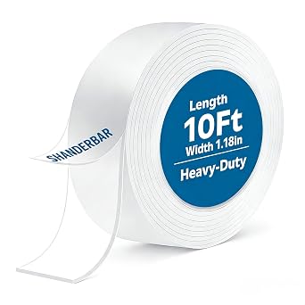Nano Double Sided Tape Heavy Duty - 9.8ft Removable Clear Mounting Tape for Walls, Carpet, Rug & DIY Strong Two Sided Adhesive Tape No Residue, Washable, Traceless