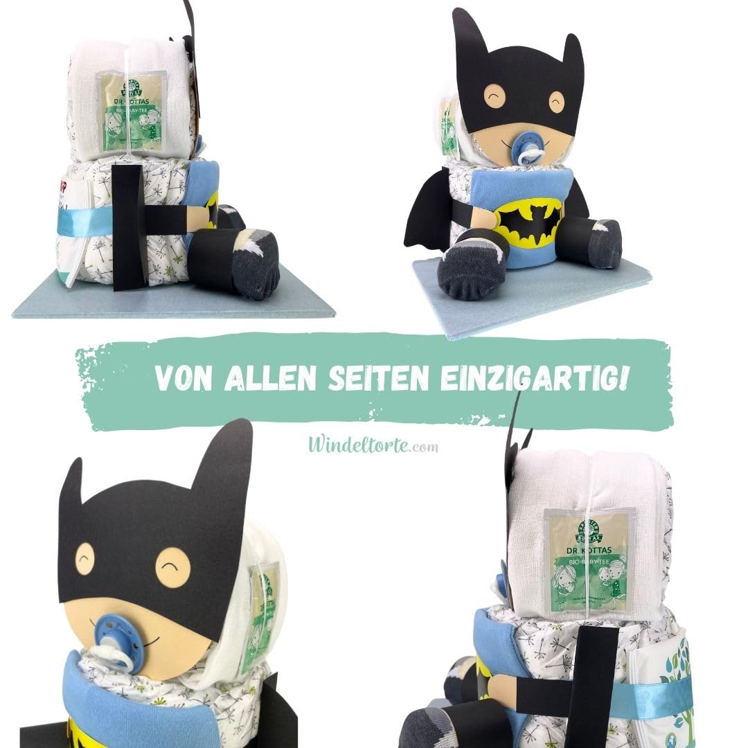 Batbaby [Superhelden Fangeschenk]- Geschenk zur Geburt - Babyparty - Baby - Babyshower - Pullerparty - Jetzt Torte kaufen (Blau/Junge)
