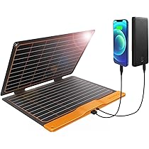 FLEXSOLAR 20W Pannello Solare Portatile per Campeggio, IP67 Impermeabile 5V Caricatore Solare Pieghevole da zaino con USB A QC3.0 e Tipo C Uscita, per Smartphone, iPad, Banca di Potere Campeggio
