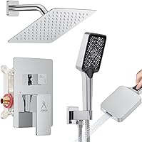 Vista 14 de Sistema de Ducha Moderno de Lluvia de Latón Juego de Grifería con Válvula y Desviador Mezclador de Ducha con Ducha de Mano de Alta Presión Válvula