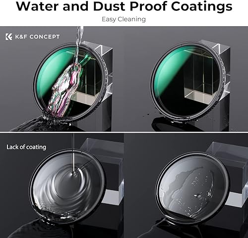 Miniatura 5 de K&F Concept Filtro ND3-ND1000 ND variable de 2.283in (1.5-10 paradas) filtro de lente de densidad neutra con 24 revestimientos multicapa para lente