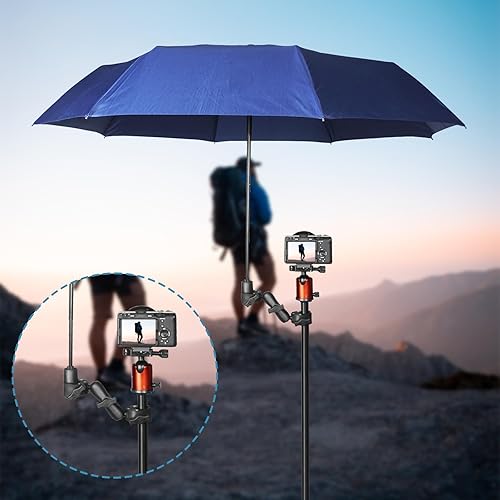 Miniatura 9 de Sequpr Abrazadera doble para cámara, soporte de abrazadera para cámara con cabeza antideslizante, adaptador de cabezal de doble bola para