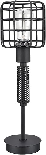 Miniatura 2 de Aspen Creative Sand Black 40081, lámpara de mesa metálica con jaula de alambre, acabado de diseño vintage, 18 pulgadas de alto, altura