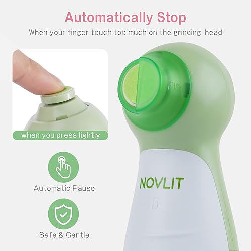 Miniatura 3 de Cortauñas eléctrico para bebés, cortaúñas para bebés con luz LED y cubierta de molienda, juego de adornos y esmalte para recién nacidos, niños