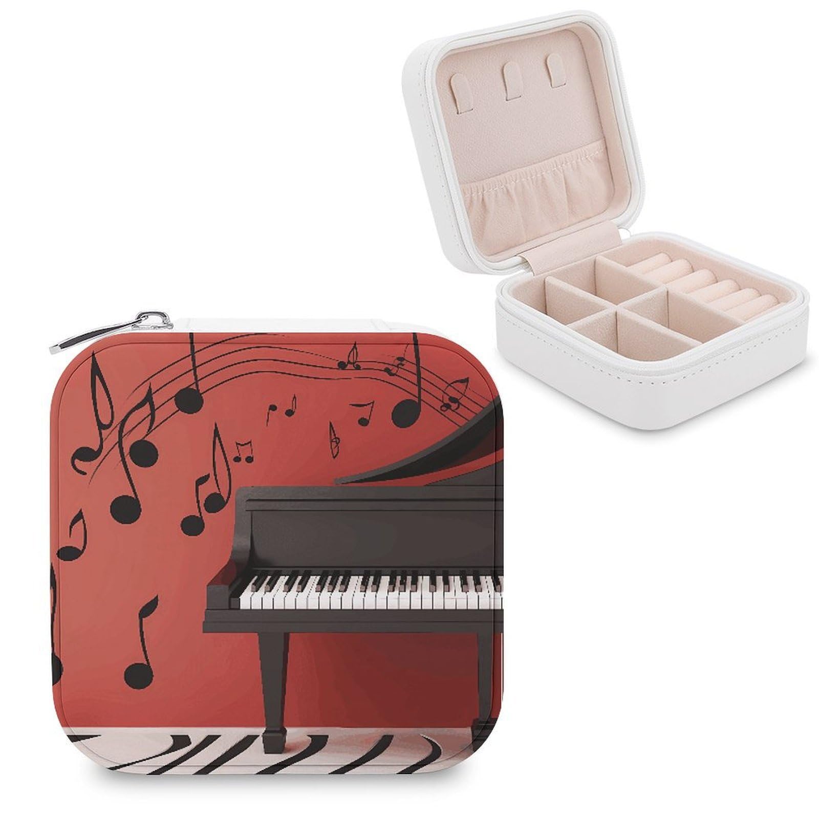 VstaDank Music Note Piano Jewelry Box Exquisite Leather Jewelry Organizer Portable Trinket Organizer Fashion Travel Jewelry Case for Rings Earrings Necklaces Unique Gifts for Women