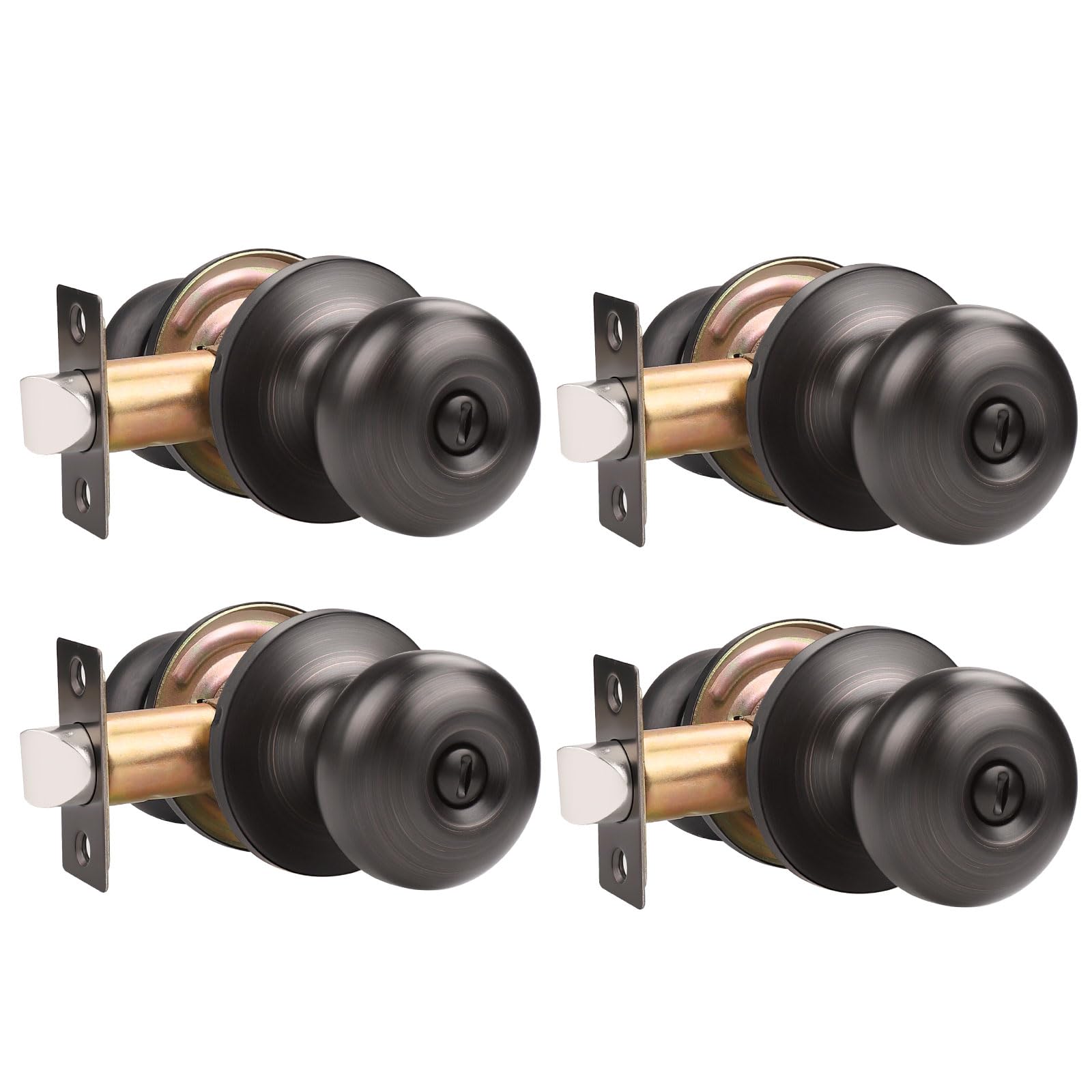 GOBEKOR 4 Pack Privacy Door Knobs Oil Rubbed Bronze Interior Door Knobs ...