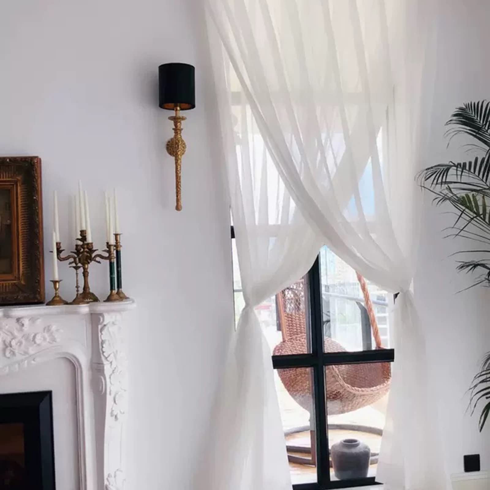 Dekoracyjne Luksusowa lampa ścienna w stylu vintage, lampka nocna do sypialni, ganek na klatce schodowej w korytarzu, całe oświetlenie miedziane Oprawy oświetleniowe(Czarny)