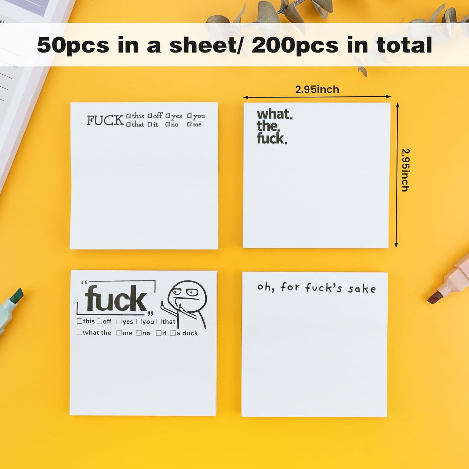 Funny Sticky Note, 4 Pieces Novelty Memo Pads Sticky Note, Funny Office Supplies, Current Mood Sticky Note Tabs, Office Desk Accessory Gifts (Style 2)