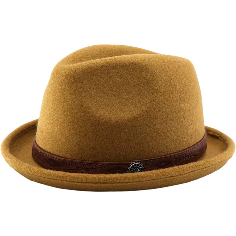 Sslvya Vintage Fedora Hat Adults Elegant Roll Up Brim Panama Hats Bucket Hat Elegant Derby Hat for Men Women