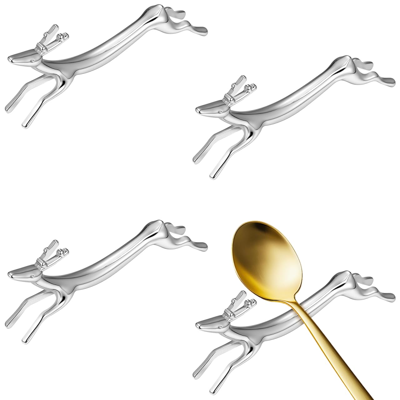 4pcs Stäbchen Halter Edelstahl Hirsche Figur Essstäbchen Bank Messer Bänke Besteckablagen Stäbchenablage Löffel Halter Tischdeko Restaurants Zubehör