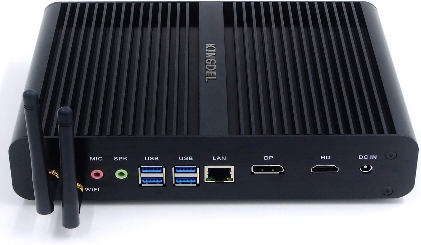 KINGDEL NC860 Fanless Mini PC, Powerful Mini Computer, Core i7 8th Gen. CPU, 16GB DDR4 RAM+512GB NVMe SSD, 4K:4096x2304, HD+DP, Gigabit Ethernet, WiFi+BT, Silent Working
