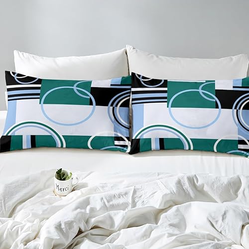 Vista 117 de Juego de sábanas modernas de tamaño Queen, color amarillo, gris y negro, juego de sábanas geométricas a rayas para niños, niñas, niños y Multi 039