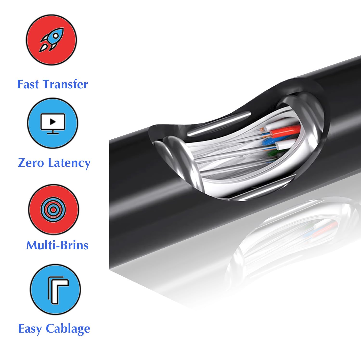 Elfcam® - 100 m Cavo Struttura Libre 250 µm 12 fili - Fibra ottica multimodale OM4 - MV - LSZH