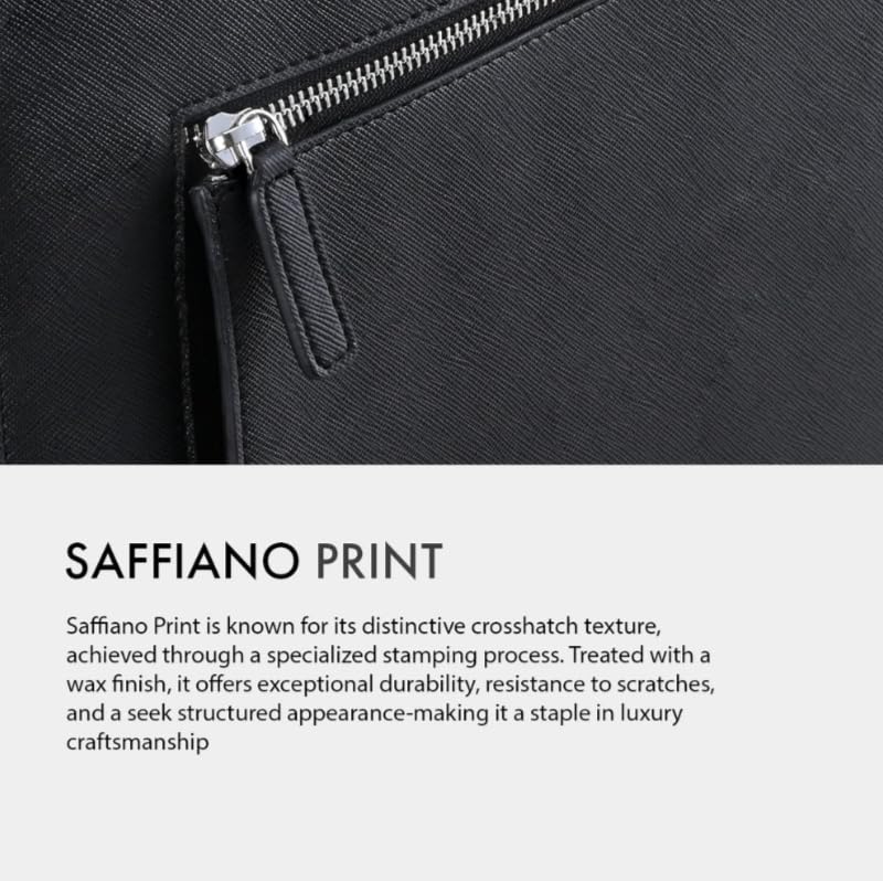 Image of HALDEN Ryden Laptop Bag, Vegan Saffiano Leather, 13L, Single Zipper, Fits 14 Inches, Unisex