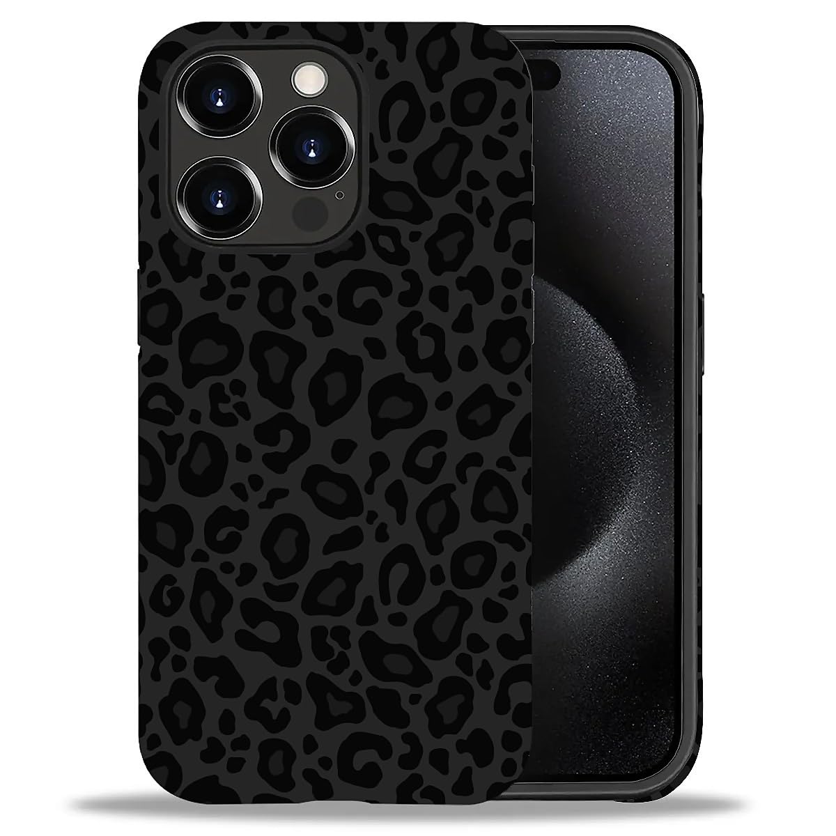 artslion 2 in 1 Cute Hülle für iPhone 15 Promax 6.7 Zoll, Stoßfest FallSchutz Handyhülle schwarzer Leopardenmuster Sturzschutz Case