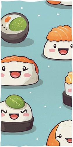 Miniatura 2 de Bonita toalla de playa de sushi de 30 x 60 pulgadas, toalla de baño súper absorbente, toalla ligera de secado rápido para playa, yoga, viajes,
