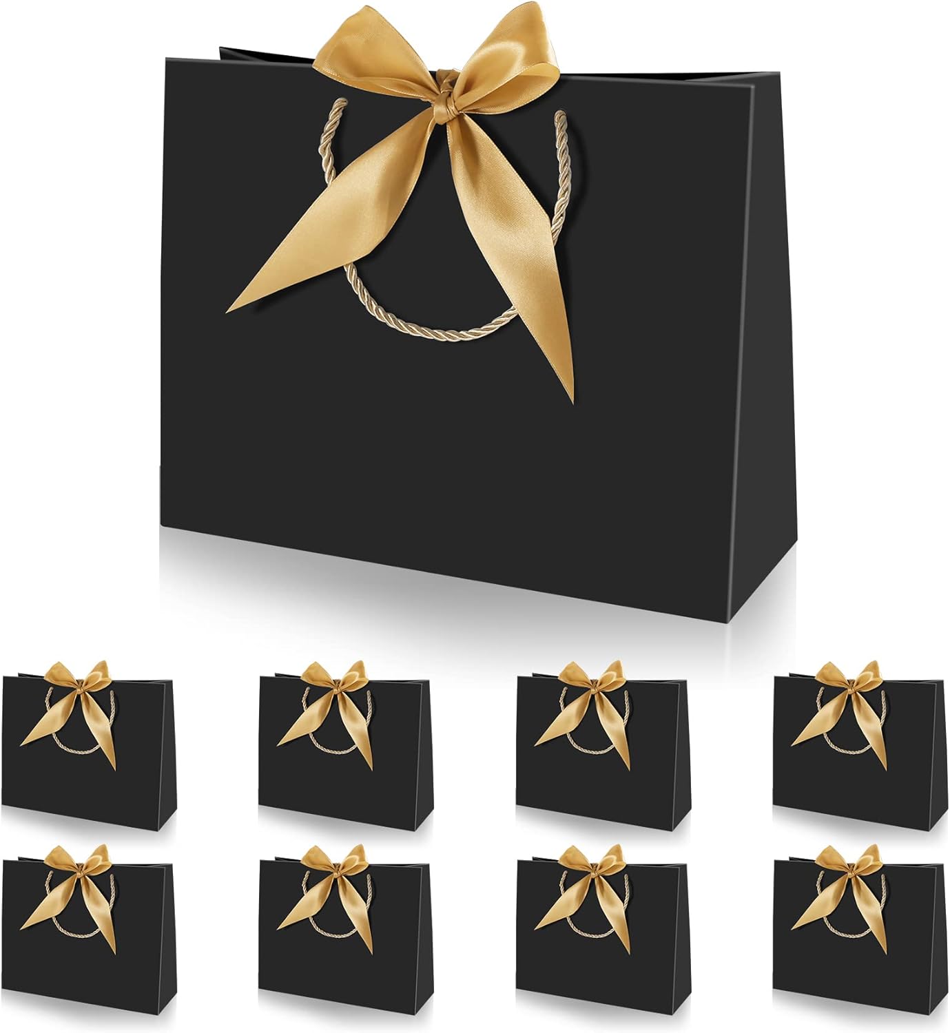 12 Kleine Geschenktüten Mit Henkel - Elegant Mit Goldenen Schleifen