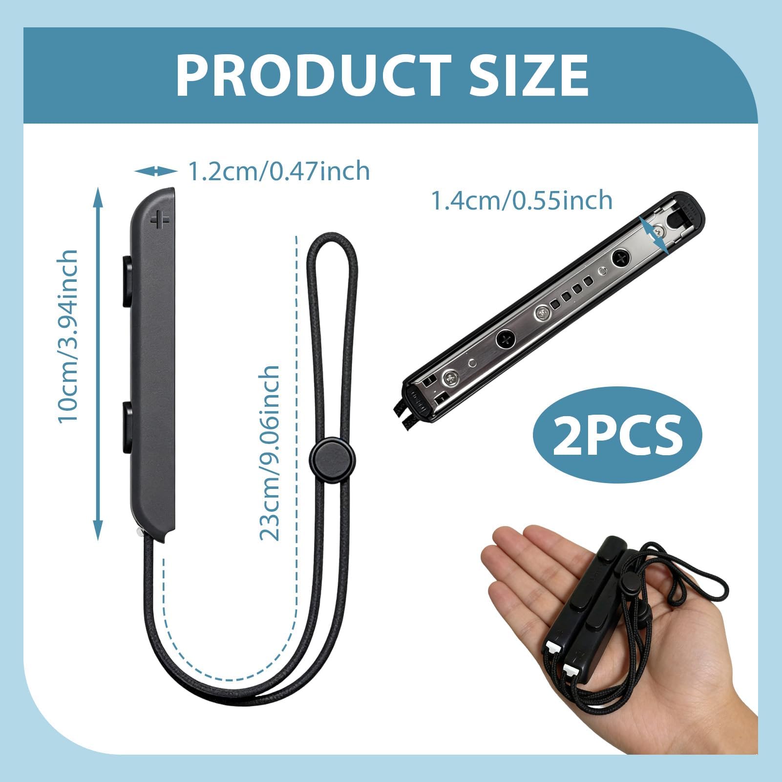 EuSupNova 2 Paquetes de Controlador de Correa, Muñequeras para Mando Correa Ajustable Negra para Controlador, Accesorio de Repuesto Portátil compatible con Juegos Switch(Negro) - 3