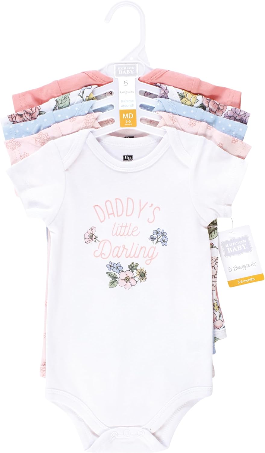 Hudson Baby Infant Girl Cotton Bodysuits, Vintage Blossom, Newborn - Image 2