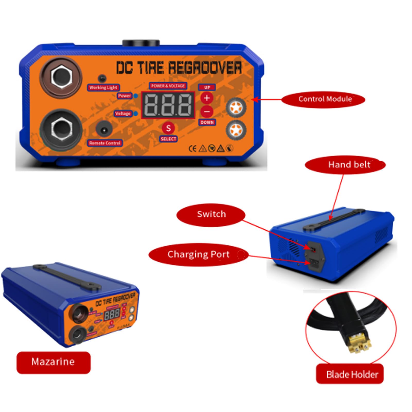 Macchina per scanalare Pneumatici Strumento per scanalare Pneumatici Taglierina per scanalare Pneumatici 1000W, Macchina riscaldata per scanalare Pneumatici con Display Digitale, con 20 Lame