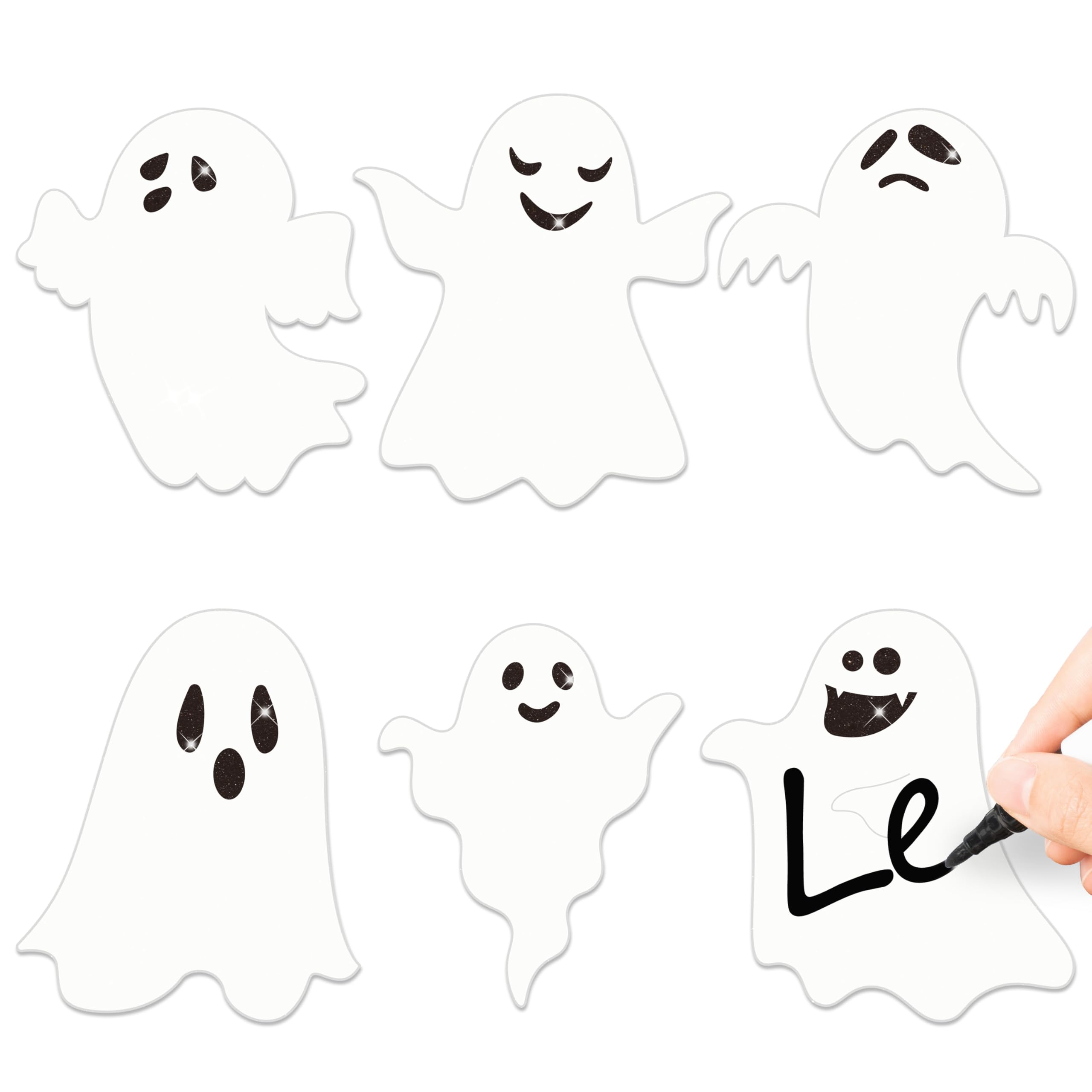 Halloween Glitter Ghost Cutouts for DIY Party Bulletin Border Wall Decor