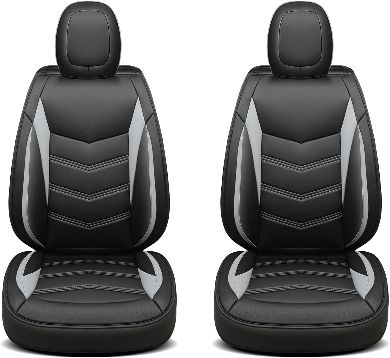 LUCKYMAN CLUB M9-2 Front-only Seat Covers for Toyota Tacoma 2024-2025 with Waterproof Faux Leather (Front only, Gray)