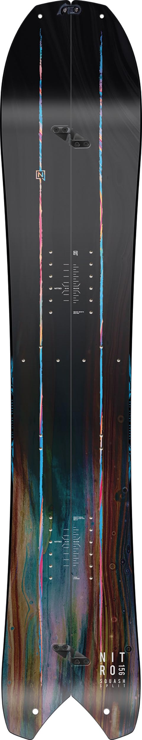 Nitro Tabla de Snowboard para Hombre Squash Split BRD '24, Allmountainboard, Tapered Swallowtail Splitboard Shape, Camber, All-Terrain, Mid-Wide, 156