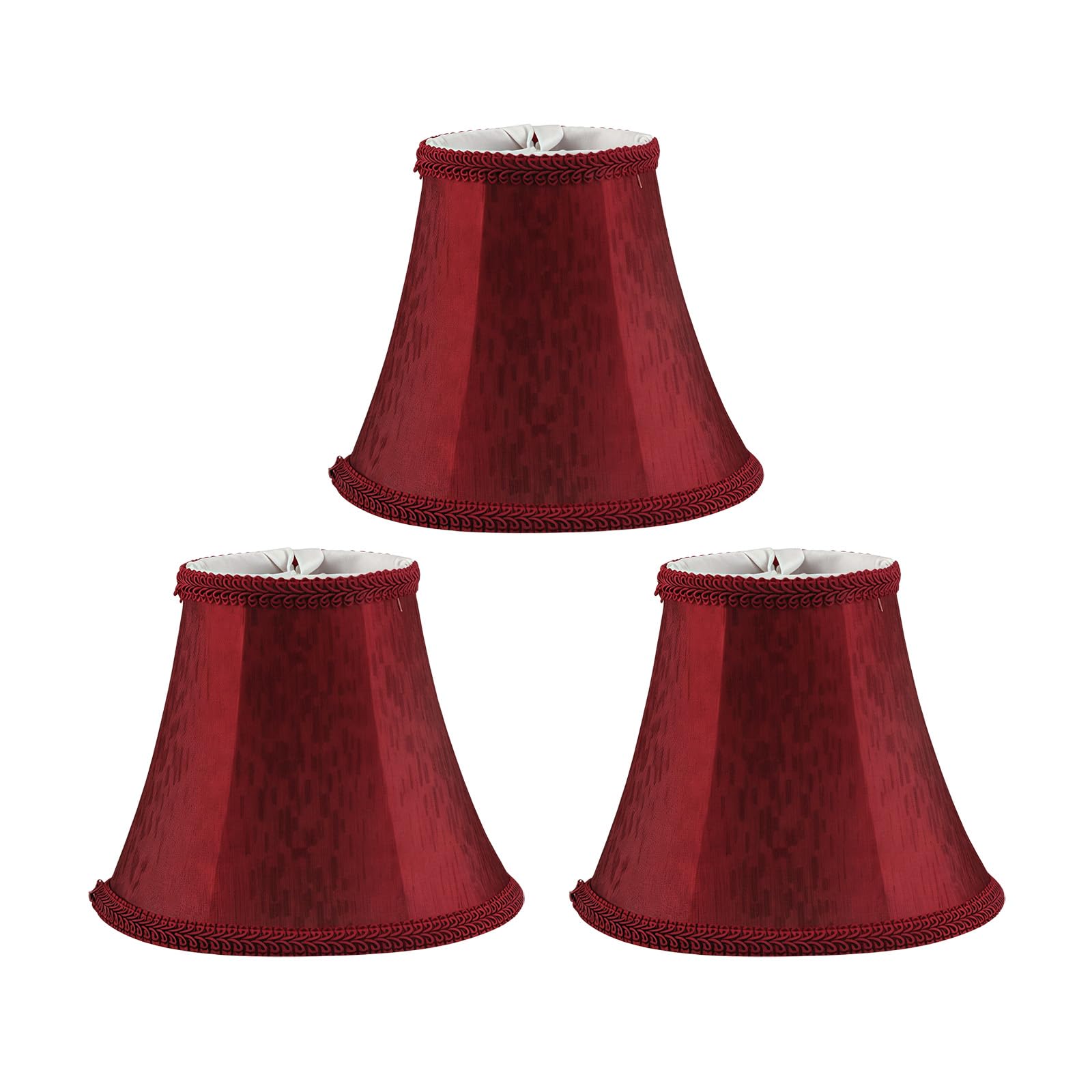 Set di 3 paralumi in tessuto E14/E27 Modern Minimalist Clip On Light Shade per lampada da tavolo Candle Chandelier Light lampada da parete (rosso)