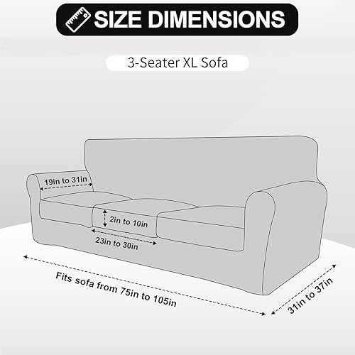 Miniatura 6 de Festicorp Funda de terciopelo para sofá, funda para sofá de 3 cojines para sofá con 3 cojines, funda elástica de 4 piezas, funda gruesa para muebles