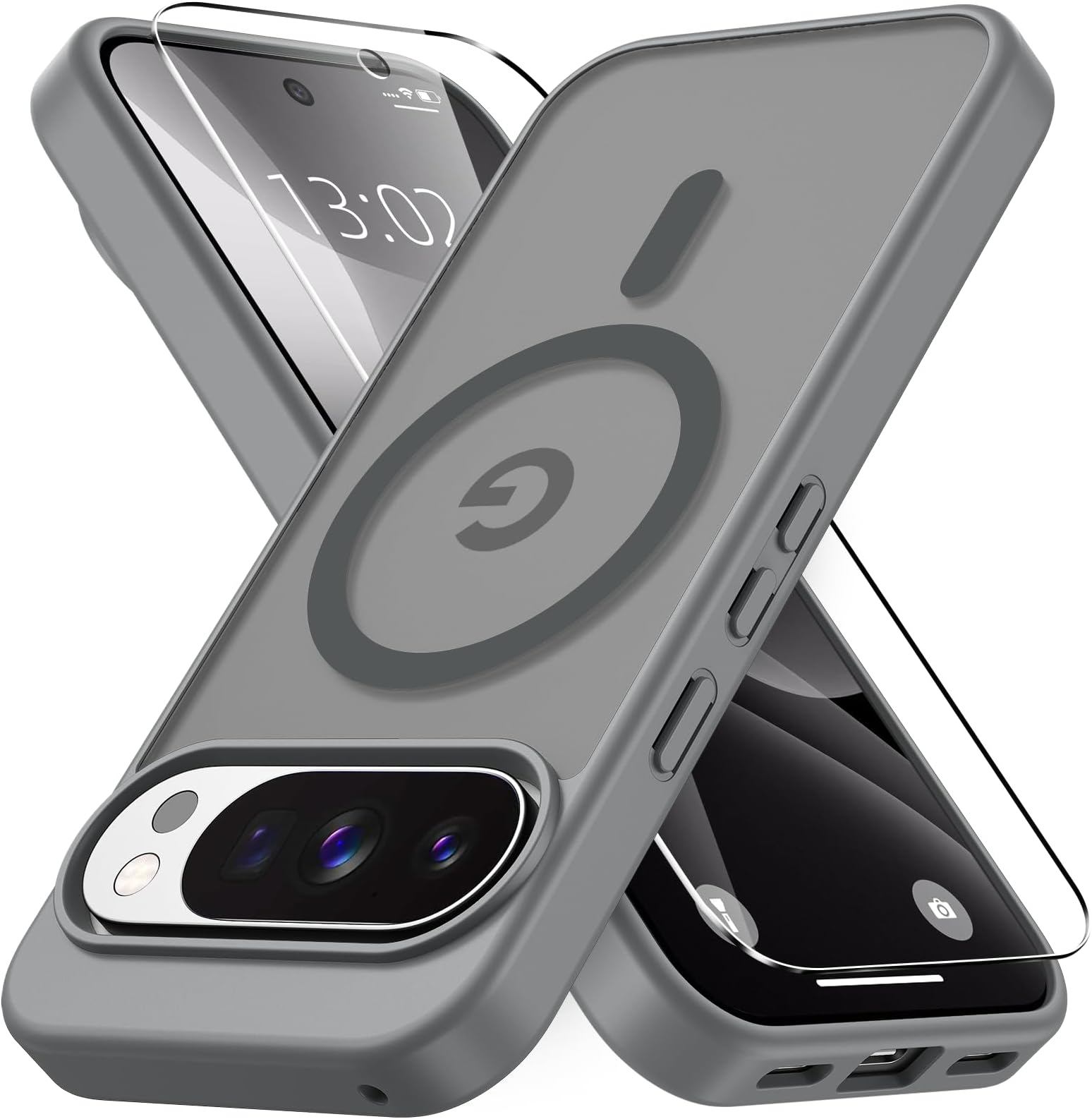 for Google Pixel 10/10 Pro Case, Compatible with MagSafe, Magnetic Translucent Matte Slim Protective Cover with 1 Screen Protector - Military-Grade Drop Protection (Titanium Gray)